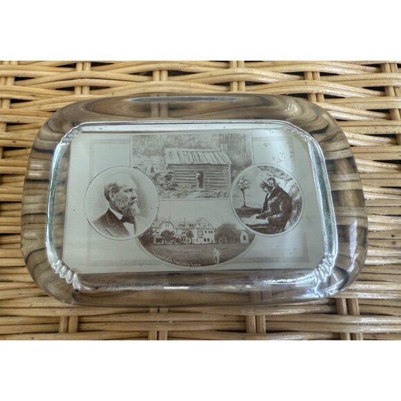 unbranded Other - Antique 1910's President Garfield Homestead Glass Paper Weight